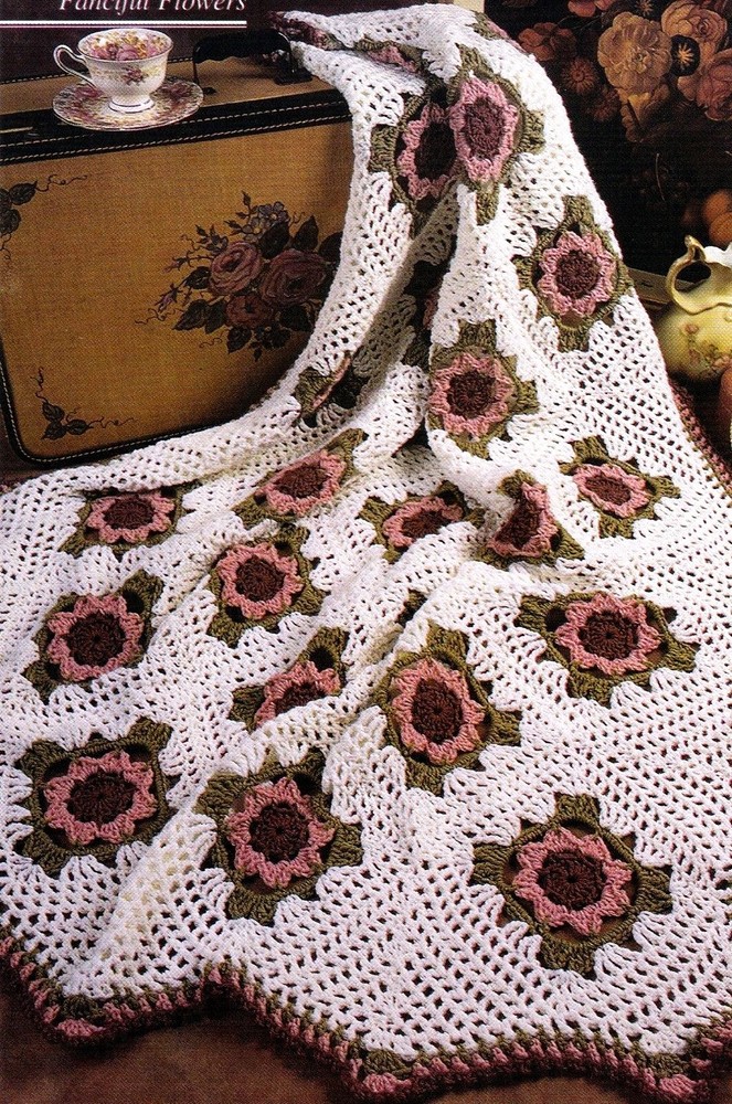 LOVELY Tea Rose Afghan/Crochet Pattern INSTRUCTIONS ONLY