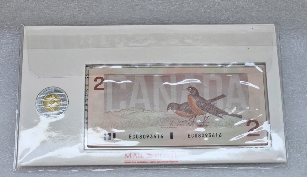 1996 Canada $2 Uncirculated Coin , Bank Note & Stamp Set