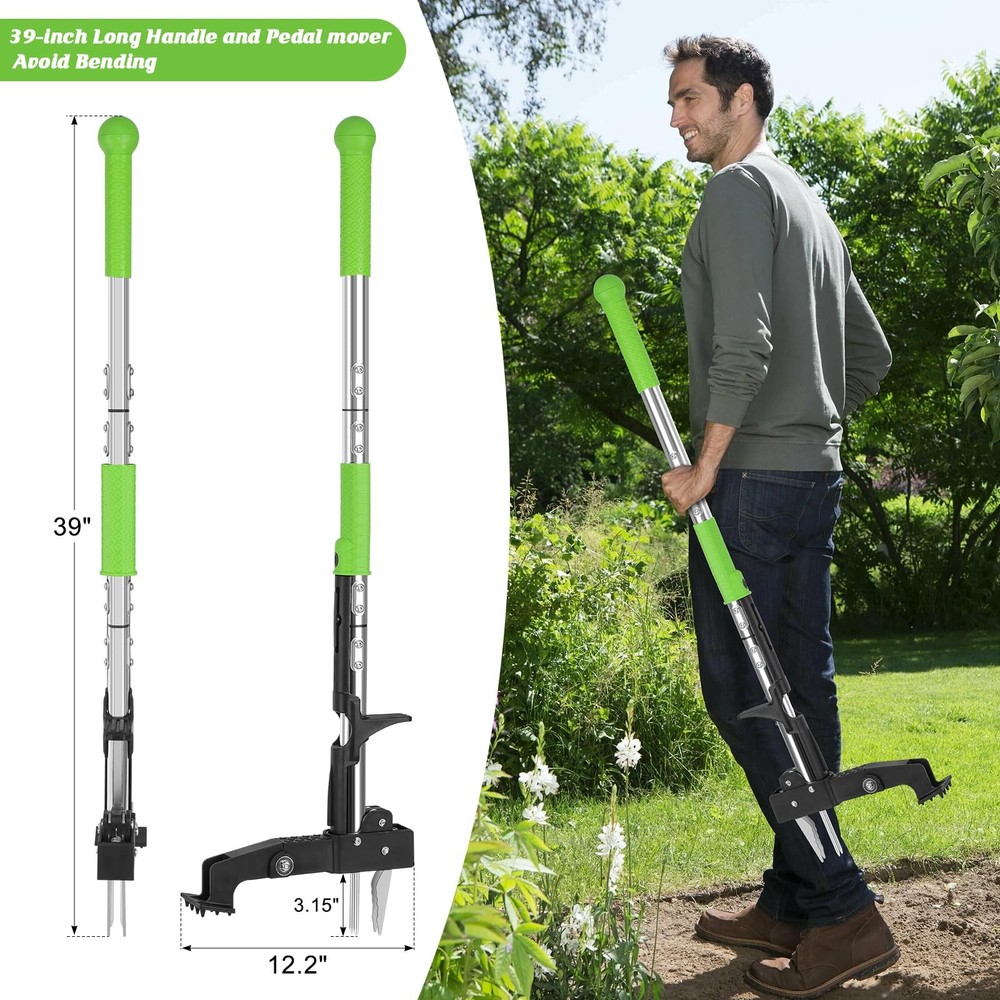 4Claw Weed Puller Tool Stand Up Heavy Duty, 39'' Long Weeding Tool with Long ...