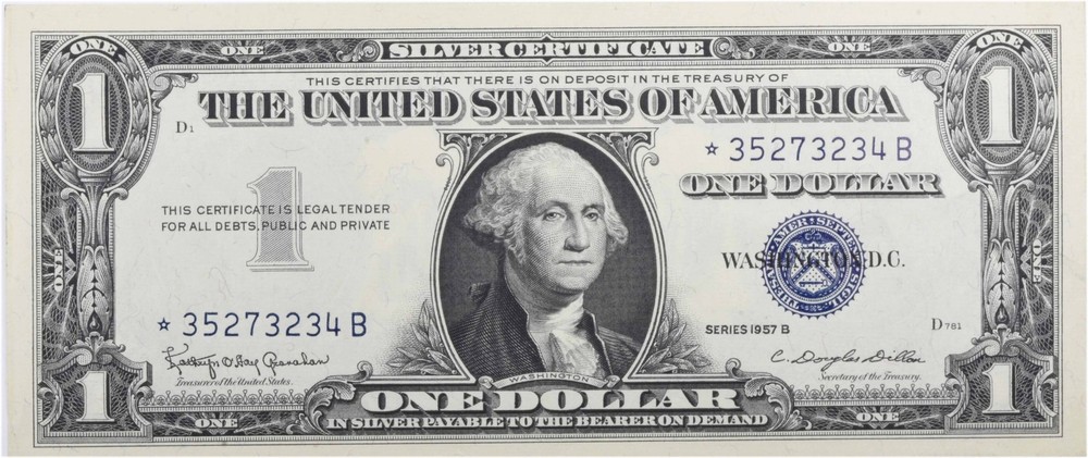 1957B $1 Small Silver Certificate FR1621* CU Uncertified