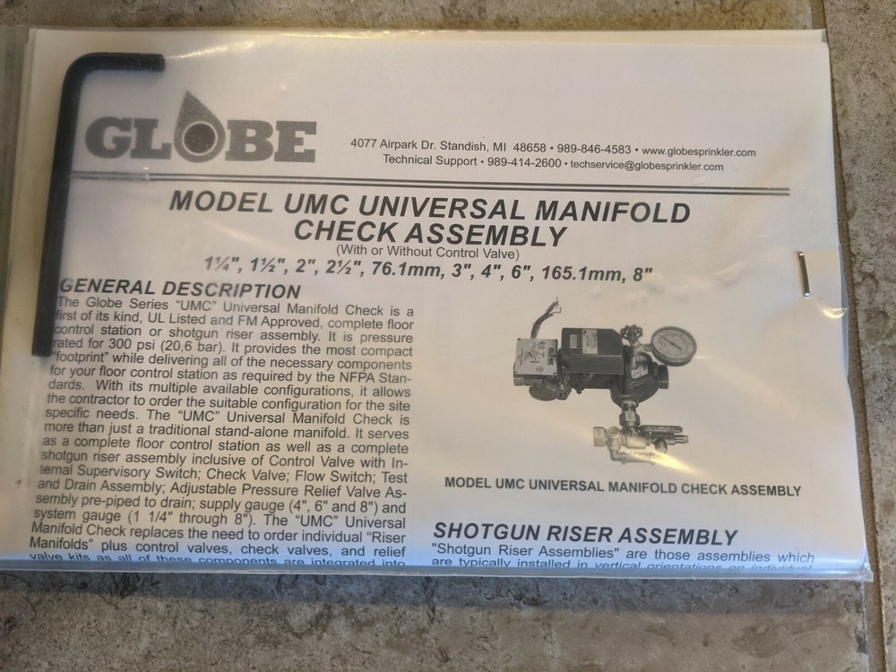 GLOBE UMC Universal Fire Manifold Check & Control Valve 3"
