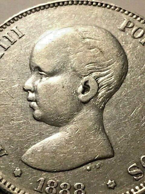 1888 MPM Spain 5 Pesetas XF #6031