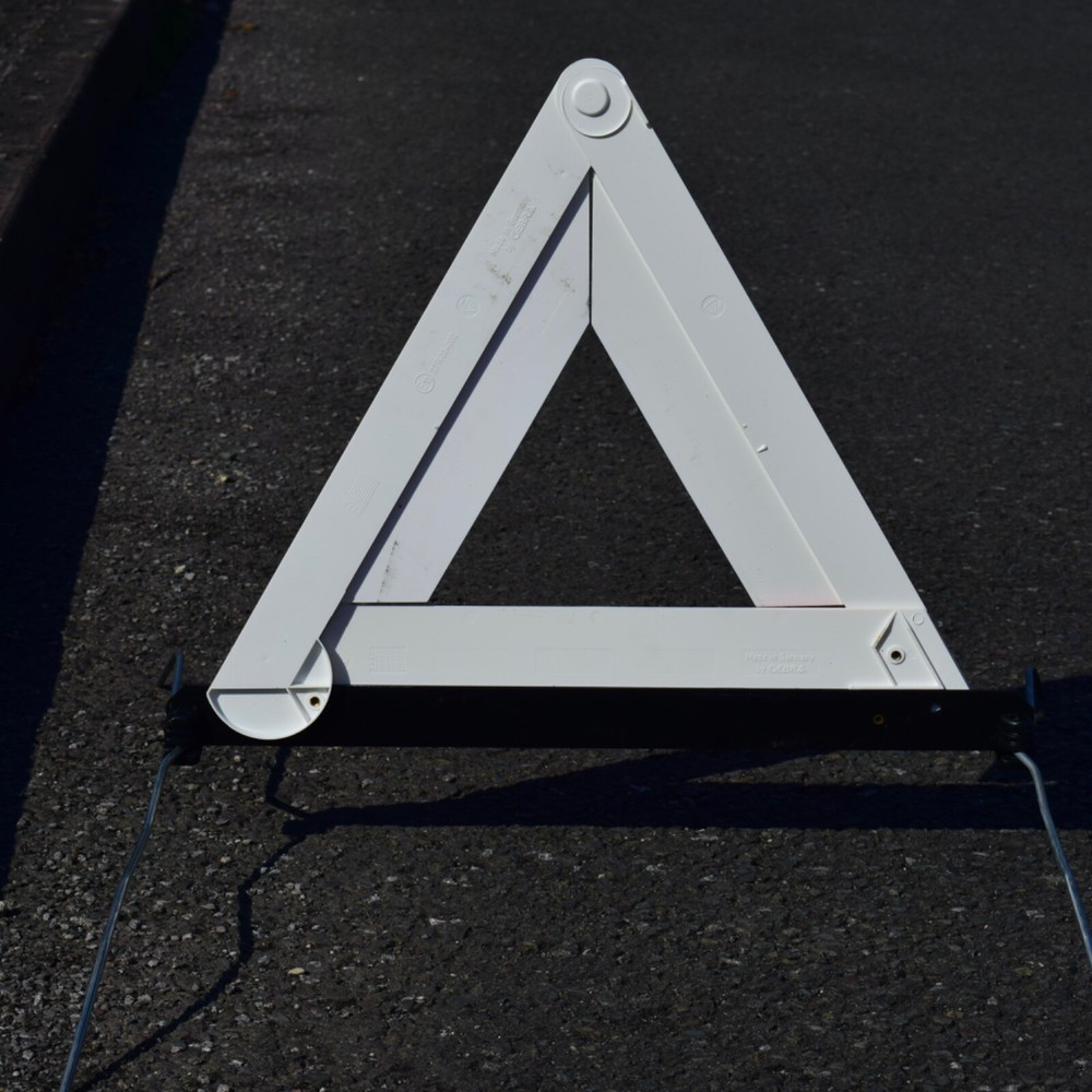 BMW Fold Up Warning Triangle with original case. Genuine BMW part.