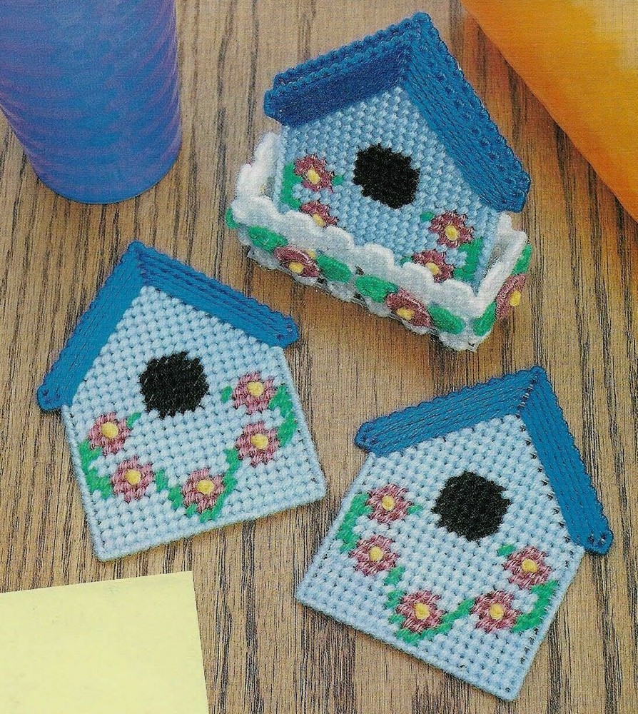 SUMMER HOUSES COASTERS HOME DECOR PLASTIC CANVAS PATTERN INSTRUCTIONS