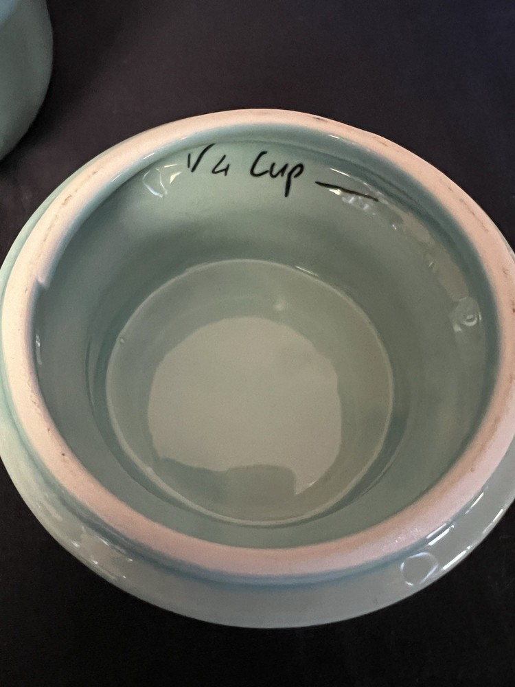 Cute Ceramic Mason Jar, Measuring Cups, Whimsical, Fun, Or Use For Trinkets! EUC