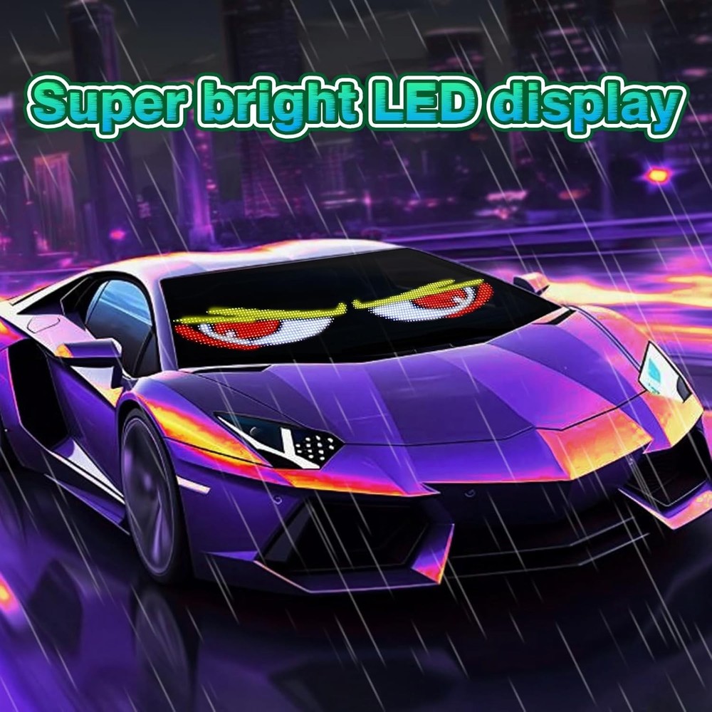 2Pcs Devil Eyes Light for Cars,Flexible Scrolling Programmable LED Signs,LED ...