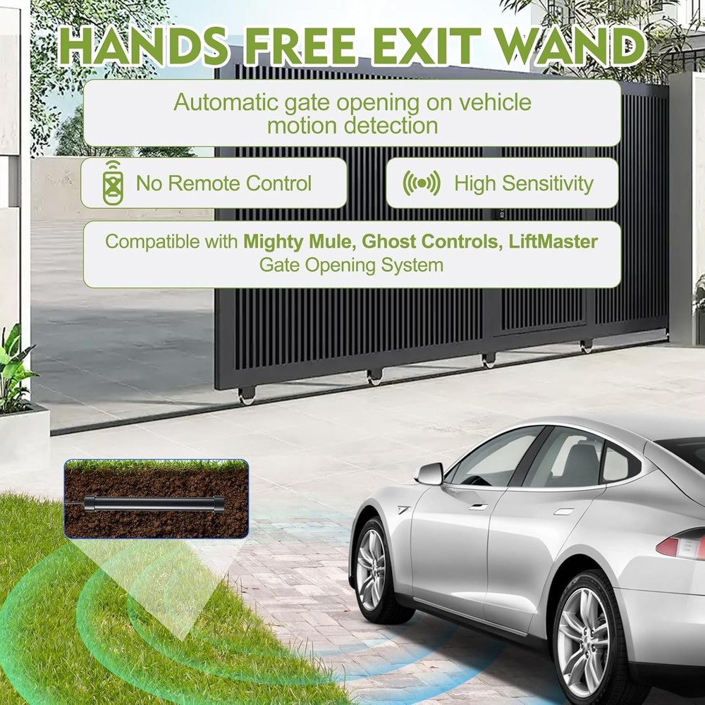 Vehicle Exit Sensor Kit for Mighty Mule Ghost LiftMaster 50ft Wand Driveway Gate