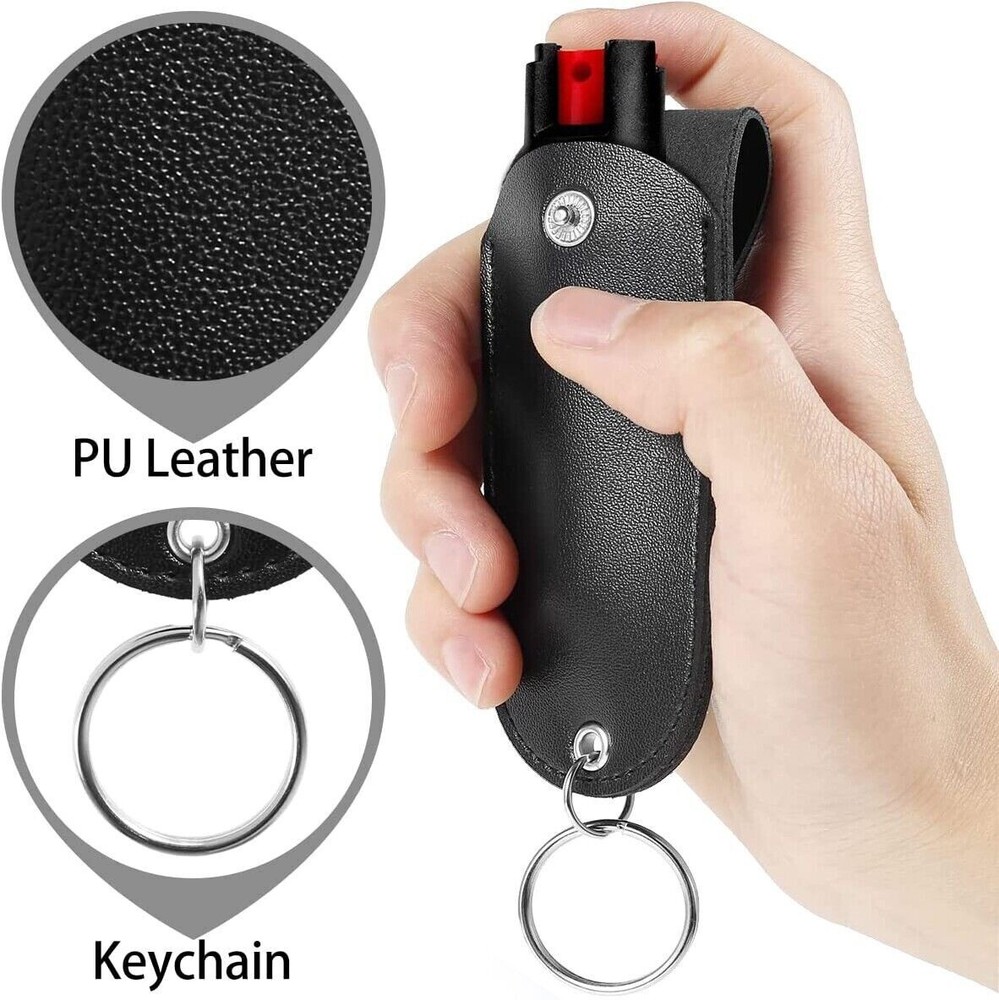 2 PACK BURN Pepper Spray 1/2oz Self Defense Keychain Security Case Black