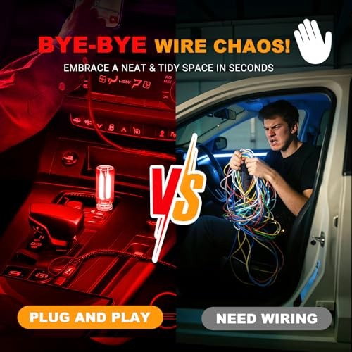 2 PCS USB LED Car Interior Atmosphere Light, Touch Control Adjustable Red