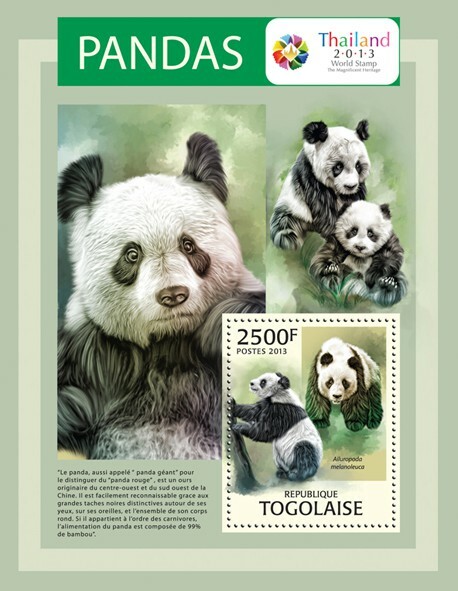 2013 TOGO MNH. PANDAS  |   Y&T Code: 677  |  Michel Code: 4920 / Bl.802