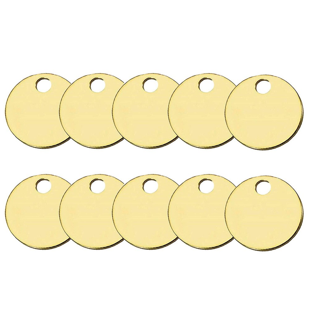 Solid Brass Round Tag One Hole And 11/4 Inch Diameter 100 Per Box 26012