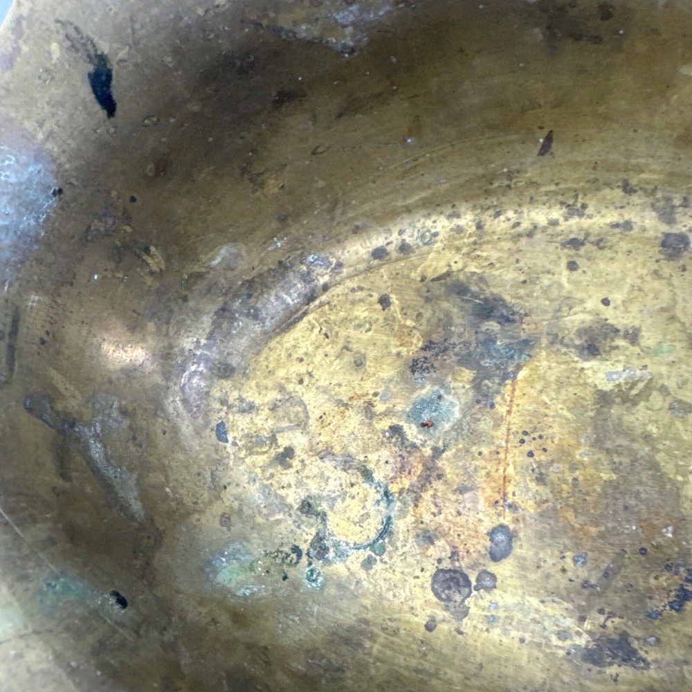 India Etched Brass Flower And Leaf Pattern Bowl
