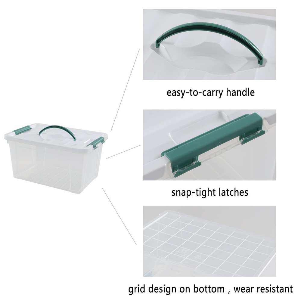 Ggbin 12 Quart Latching Storage Box with Handle, 1 Pack Plastic Lidded Organi...