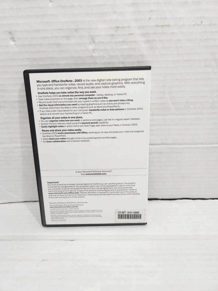Microsoft Office One Note 2003 Computer Software