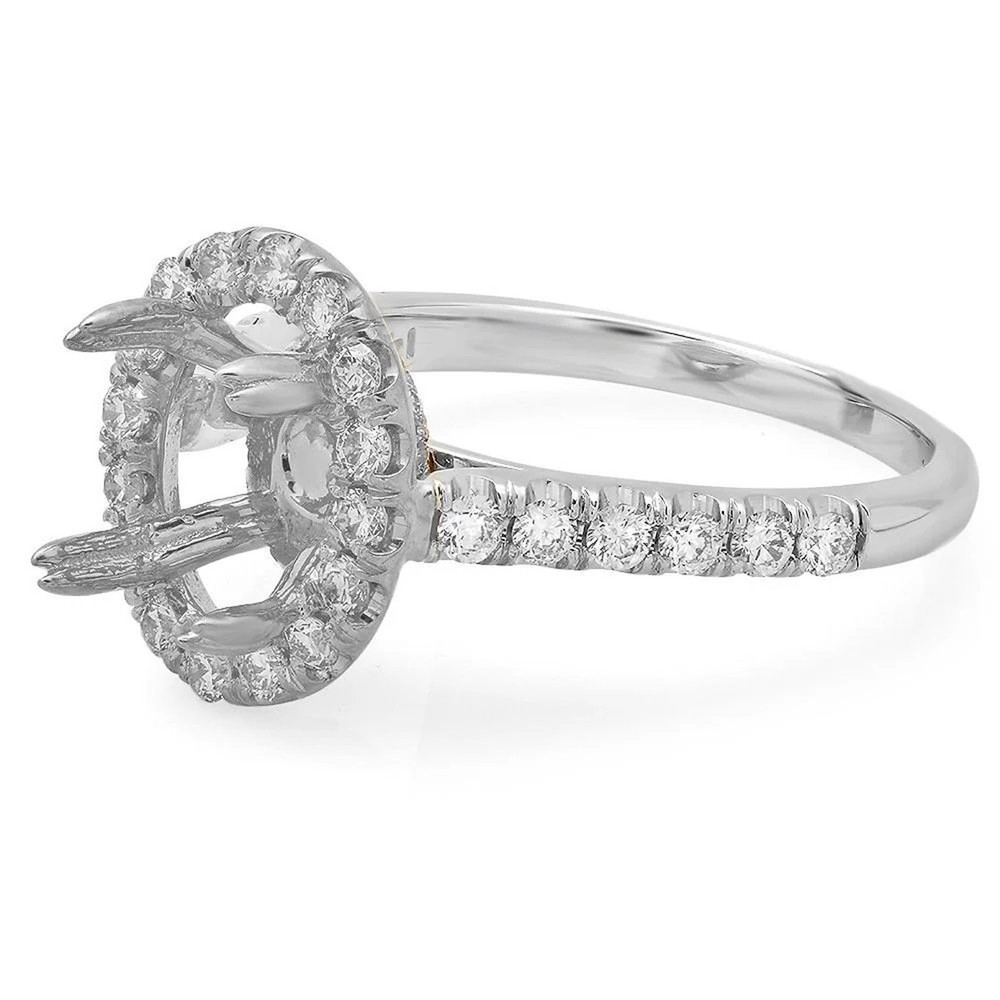 Oval 12x10mm Semi Mount Ring Setting 925 Sterling Silver Engagement Ring