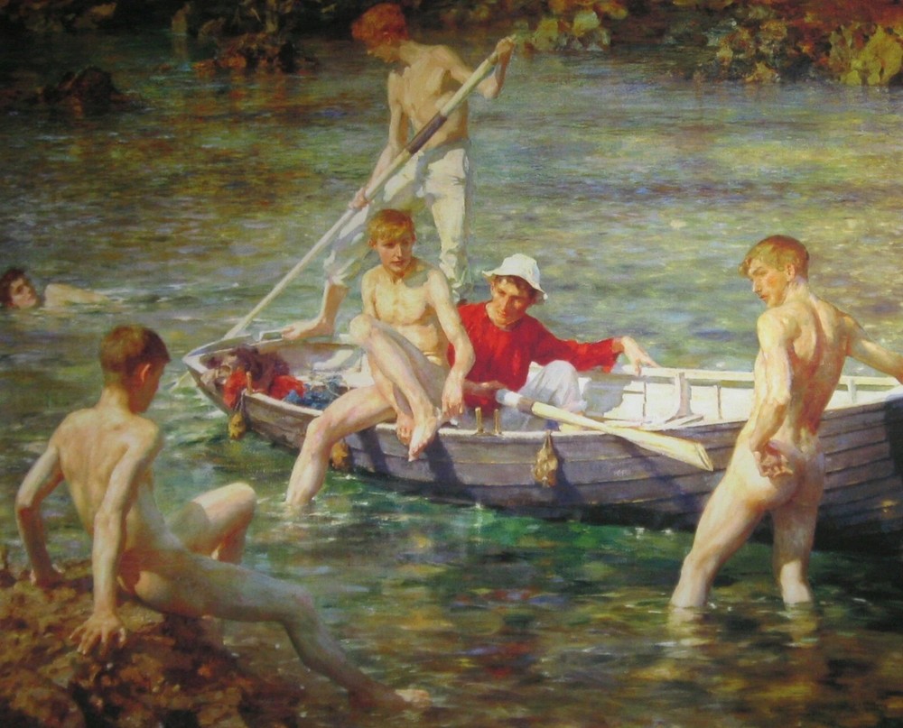 Ruby, gold and malachite by Henry Scott Tuke wall Art Home Decor