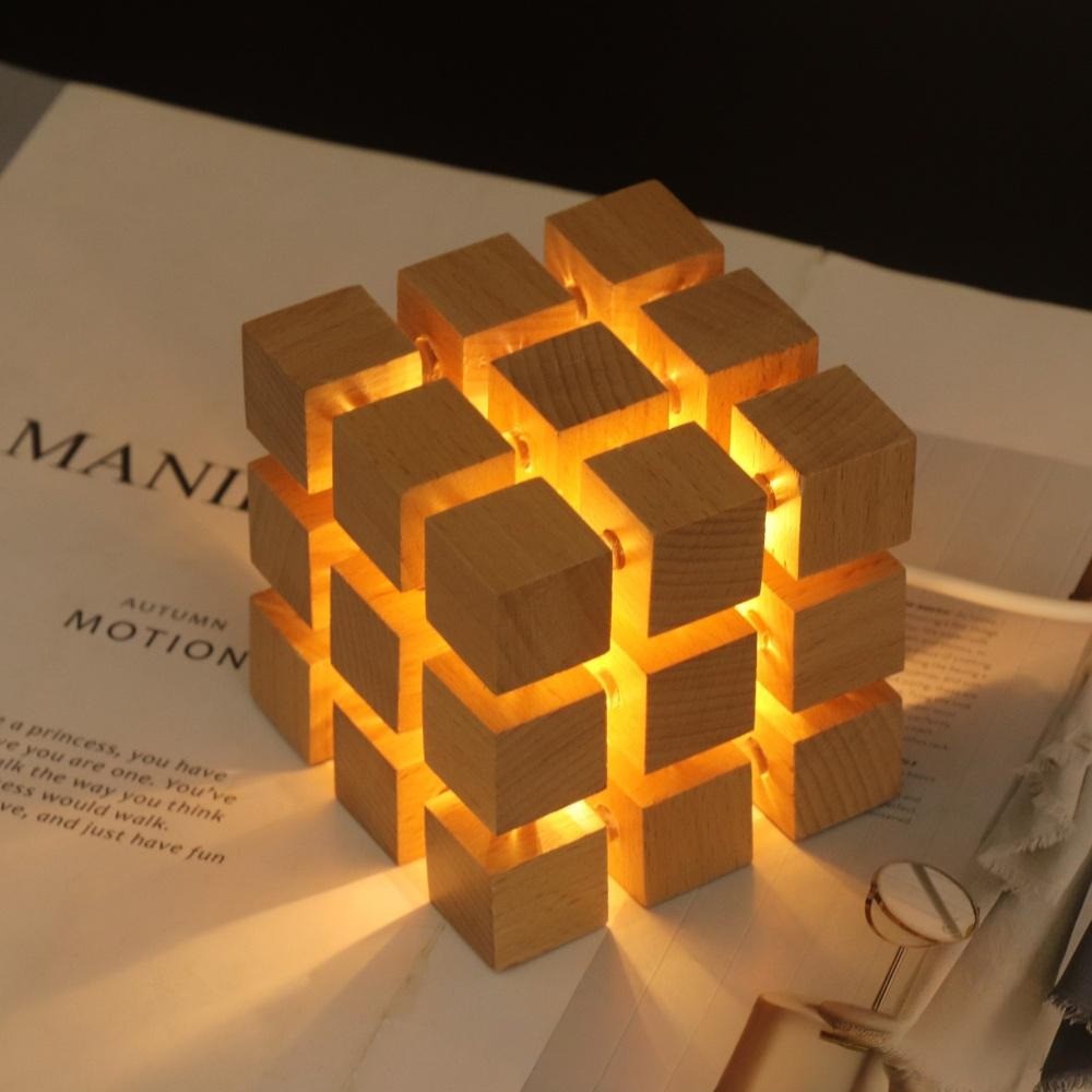 USB Magic Cube LED Night Light Bedside Lamp Bedroom Nightstand Decorative Gift