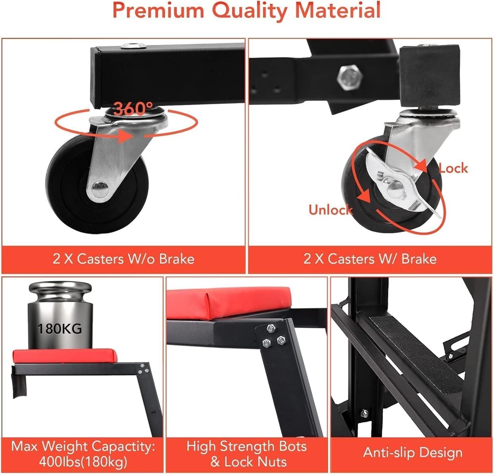 🔥400 lbs Adjustable Car Engine Creeper Thick Padded Deck Foldable Car Creeper