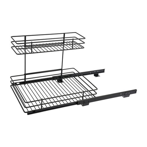 2-Tier Pull-out Cabinet Storage Rack, Sliding Out Storage Rack Under Sink, Black