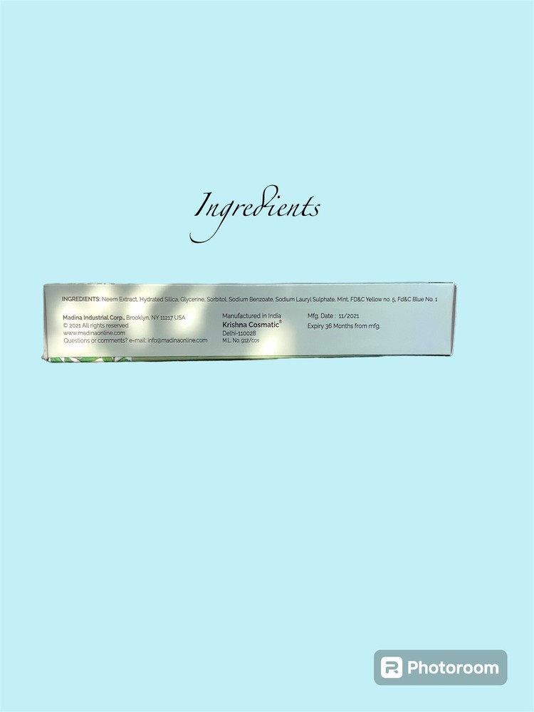 NEEM ADVANCE TOOTHPASTE | 100% Vegetable Based | Mint Flavor Fluoride Free