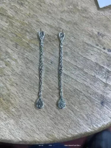 2Ct Lab Created Diamond Long Drop Dangle Earrings 14K White Gold Plated Silver