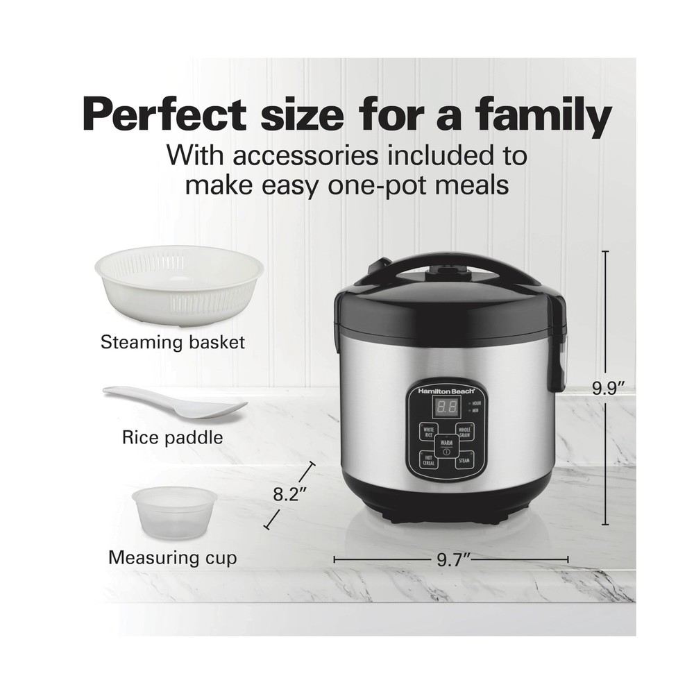 Hamilton Beach Digital Programmable Rice Cooker & Food Steamer, 8 C... Fast Ship