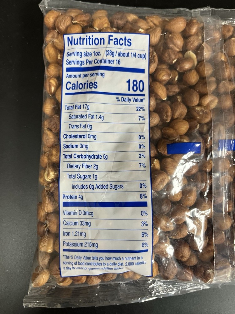 Hazelnuts, Shelled - Quantity 3 - 1 LB Bags - USDA