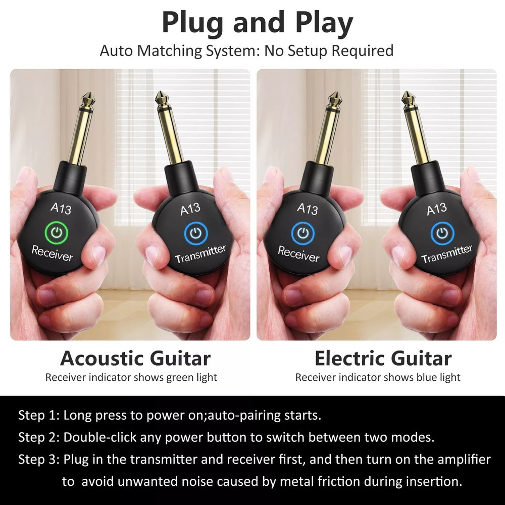 Wireless Guitar System Converter Transmitter Receiver For Electric Instruments
