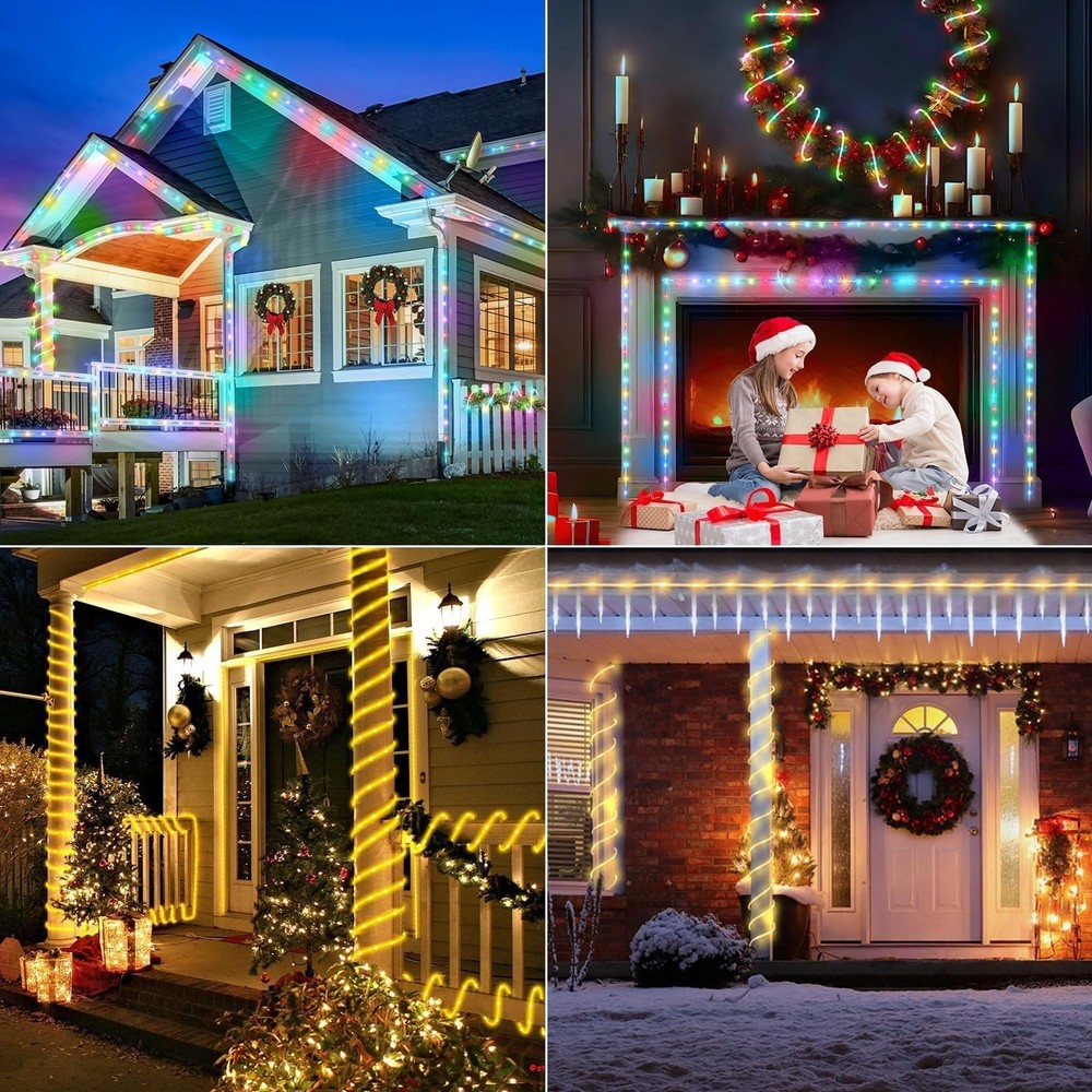 Waterproof 100ft LED Rope Lights Outdoor 300 LEDs Remote Control Timer