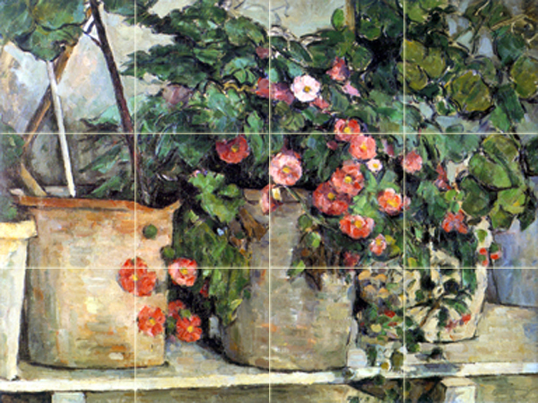 Art Paul Cezanne Pot Flowers Mural Ceramic Backsplash Tile #864