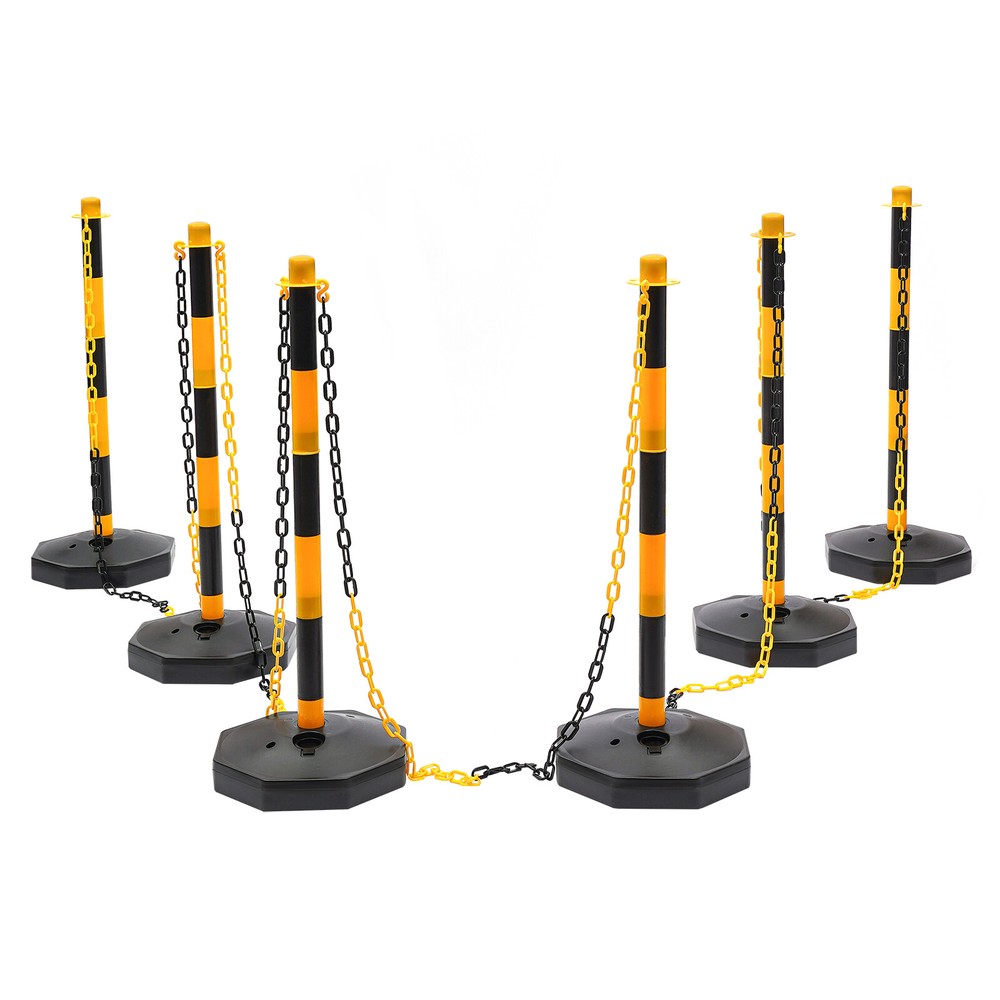 Traffic Cones Adjustable Delineator Post Portable Parking Pole W/ Chains 6 Pack