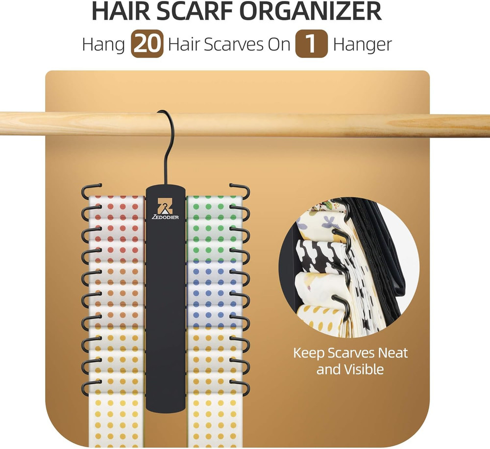 2 Pack Tie Hanger with 40 Hooks, Space Saving Necktie Organizer for Men, Large C