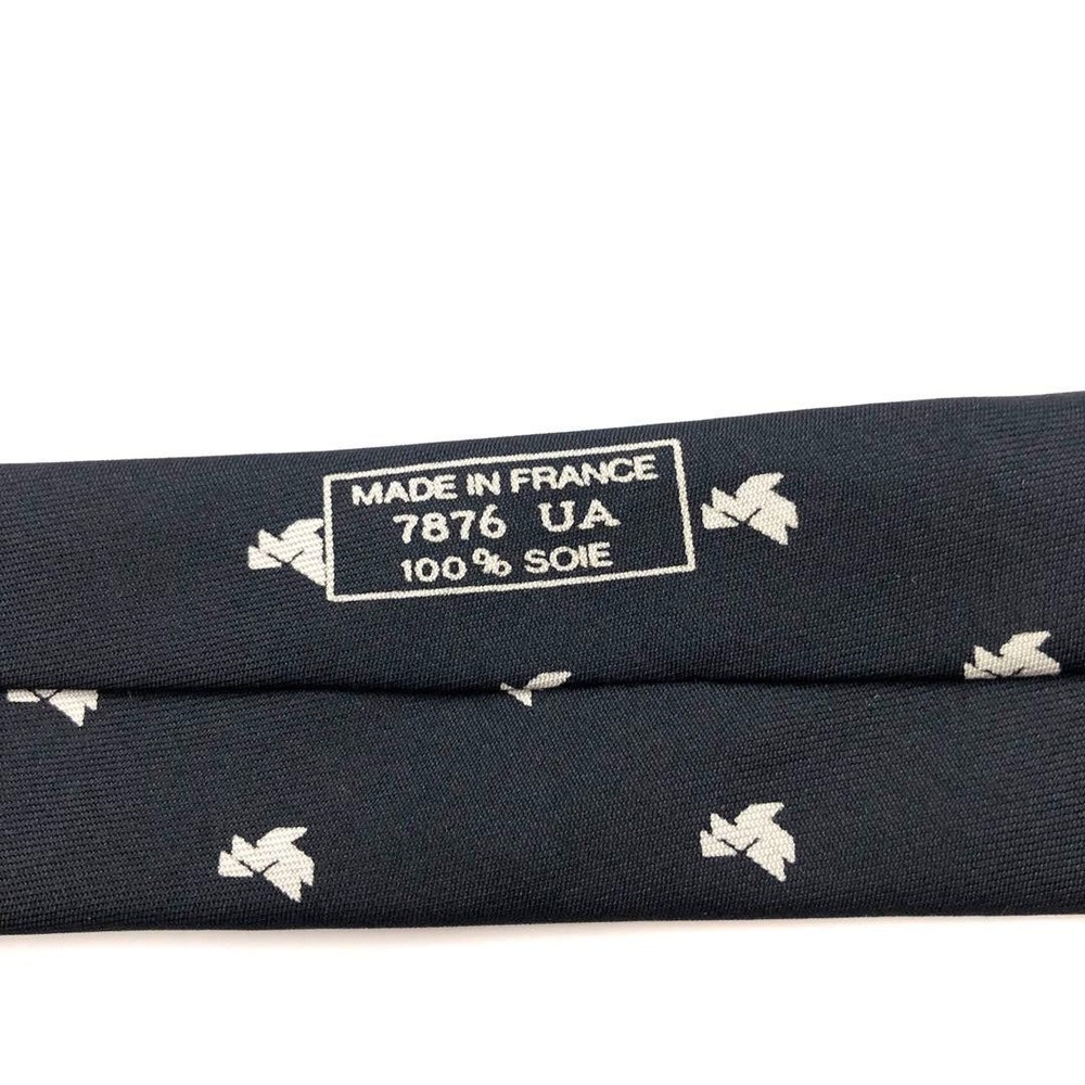 HERMES tie Hermes all over pattern fine black silk
