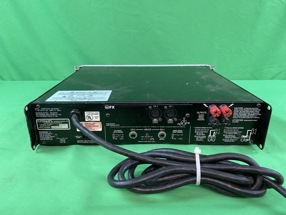 CROWN MACRO-TECH 600, 2 CHANNEL POWER AMPLIFIER