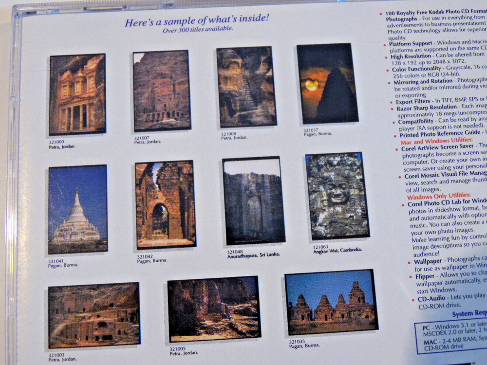 Lost Civilizations Cd-Rom Corel Screen Savers Wallpaper Windows & Mac Used -Nice