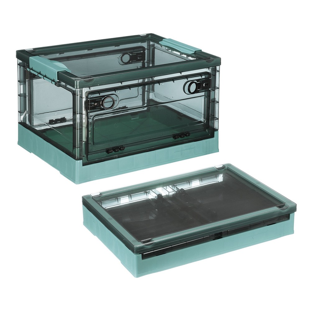 26.4 Quart Plastic Stackable Storage Bins Foldable Box for Bedroom(Green)