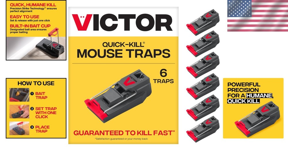 Victor M123ssr 6-pack Quick-kill Mouse Trap, Gray, Plastic