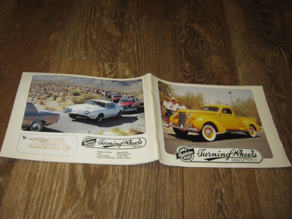 Nov 1989 Studebaker Turning Wheels Bulletin Studebaker