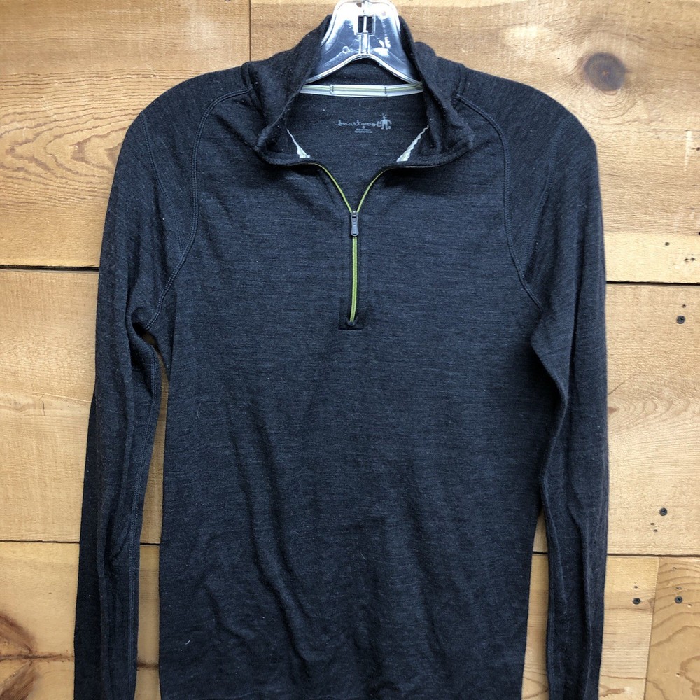 Smartwool Merino Wool 1/4 Zip Pullover Long Sleeve Mens Size Small Gray Stretch