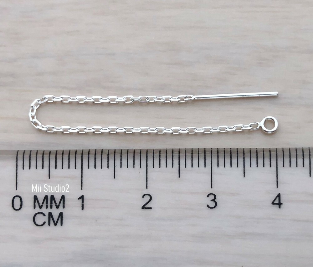 6pcs 925 Sterling Silver Diamond cut cable chain earring threader E13s