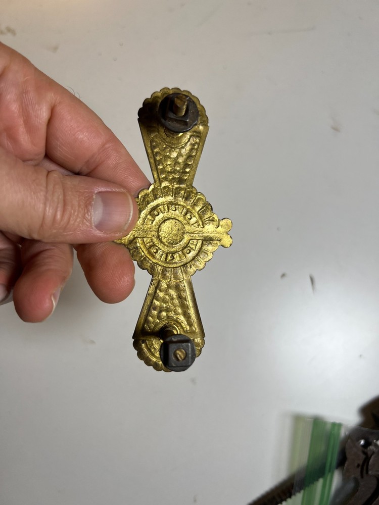 Pair Ornate Antique Eastlake Brass Drawer Pulls Pull Handle Handles Victorian