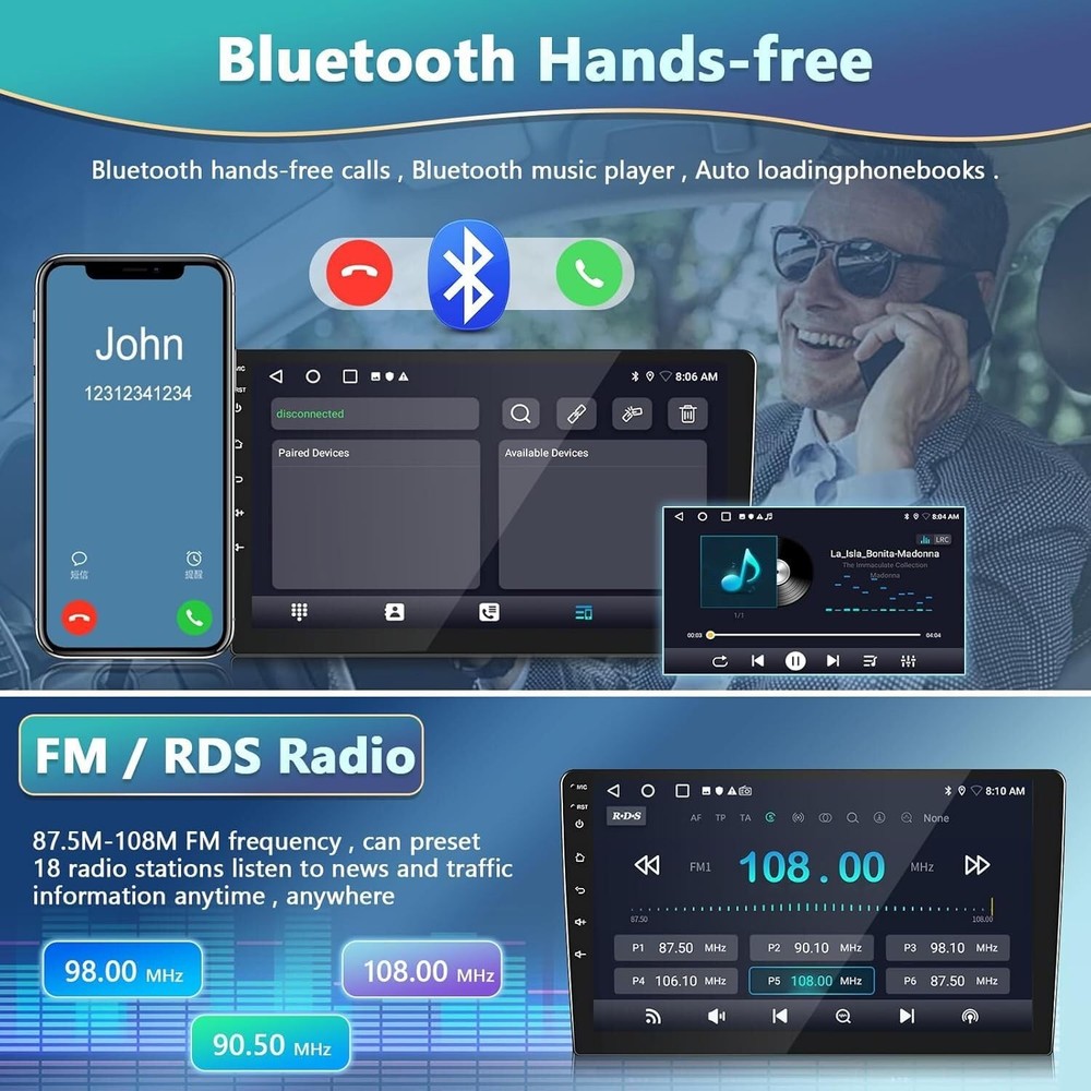 Double Din Car Radio for E150 E250 E350 7 Touch Screen CarPlay Android Auto