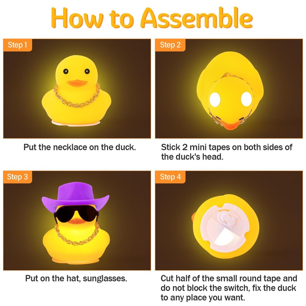wonuu Yellow Rubber Duck with Light Glowing Ducks, Car mini, Blue