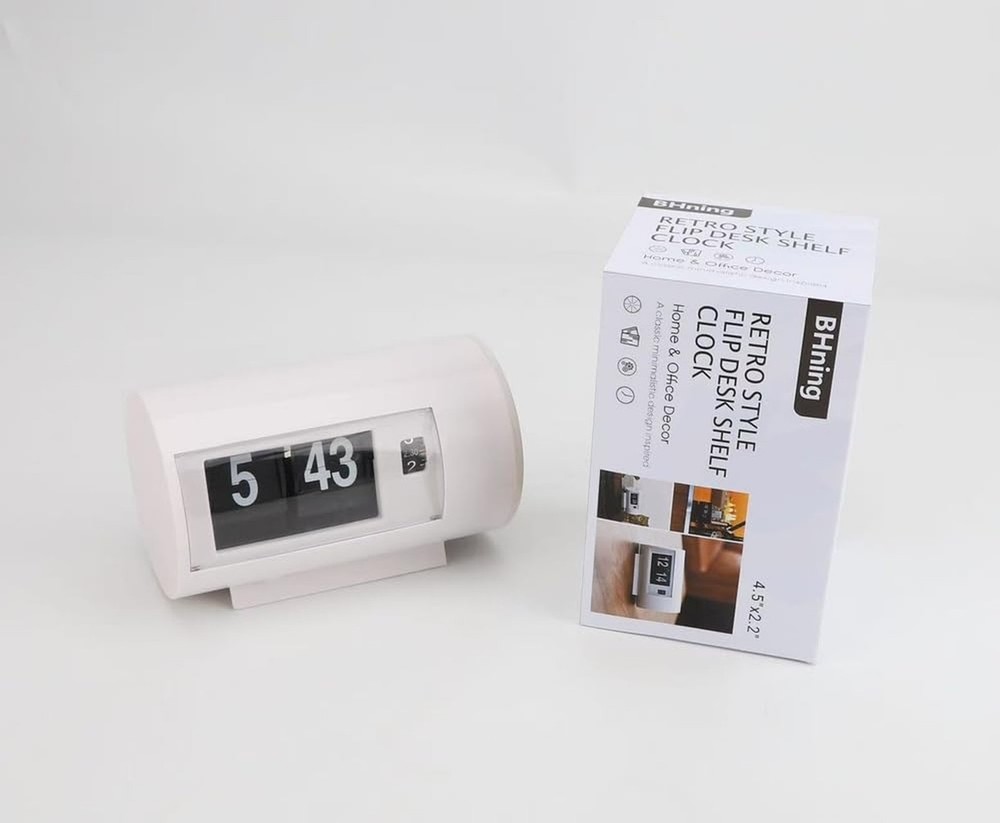 BHning Retro Table Clock Auto Flip Clock 12 Hours AM/PM Format Display Timepi...