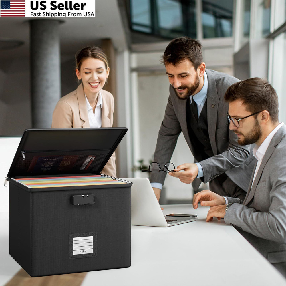 Fireproof Document File Box Portable Waterproof Safe Locking Storage