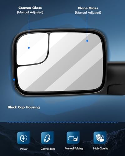 Black Manual Adjusted Side 1994-2001 for Dodge/Ram Black - Manual Adjusted
