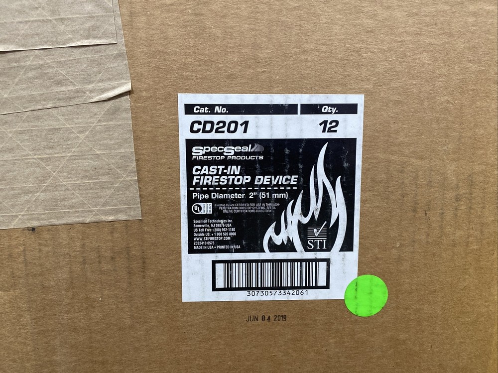 (A) STI SpecSeal CD201 Cast-in Firestop Device, Pipe Diameter 2”(51mm)⭐️