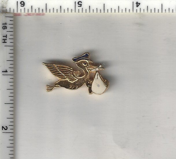 Stork with Baby - Lapel Pin