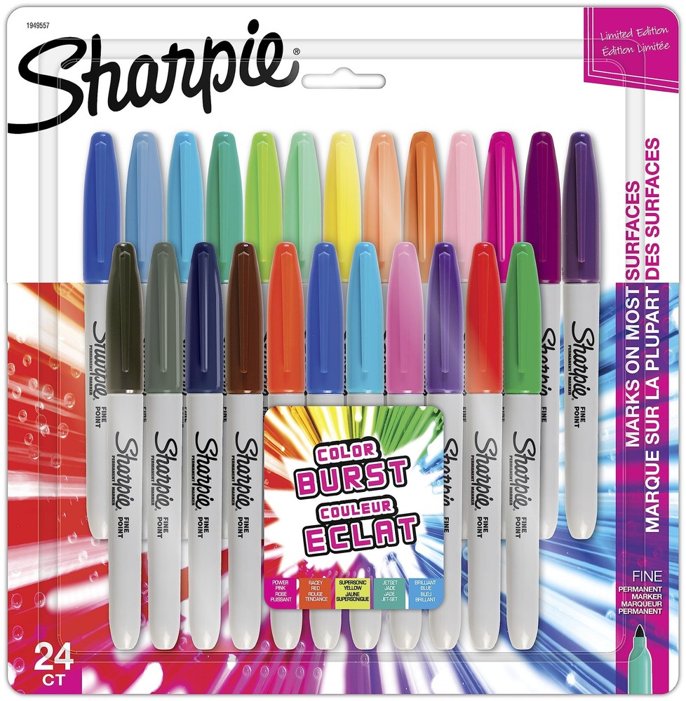 Sharpie Color Burst Permanent Markers, Fine Point, Tip,