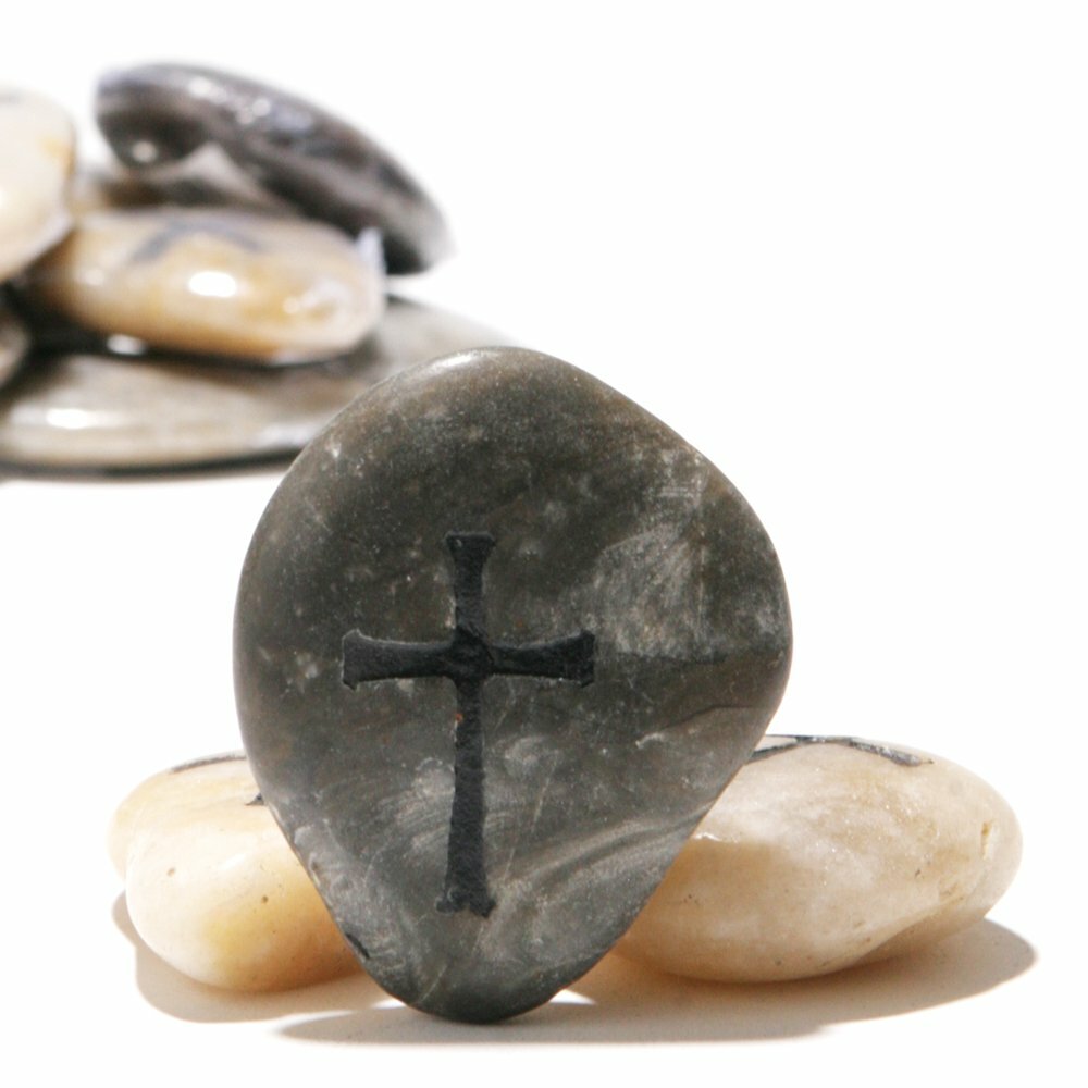 Cross Engraved Worry Stones